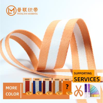 China Low moq high tenacity colored cotton ribbon belt backpack high tenacity color cotton webbing ribbon cotton ribbon custom printed fabric customized for sale