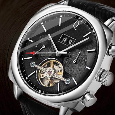 China Day/Date Fashion Leather Watches For Men Mechanical Skeleton Automatic Wrist Watch for sale