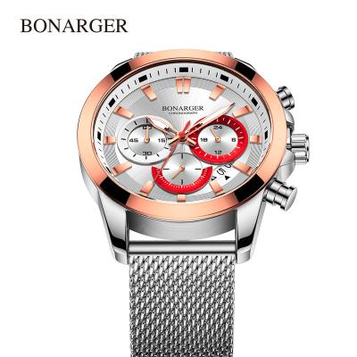 China 2021BONARGER Hot New Automatic Date Mens Quartz Luxury Casual Wristwatches Sport Chronograph Clock Stainless Steel Luminous Wristwatches for sale