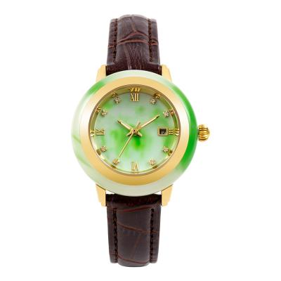 China Automatic Date Fashion Couple Watches Imitate Jade Watch With Miyota Movement for sale