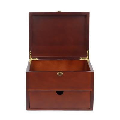 China HONGDAO Materials Direct Sales Storage Box Recycled Wooden Box Beech Wooden Shoe Polish Storage Dark Red Custom Made Storage Box for sale