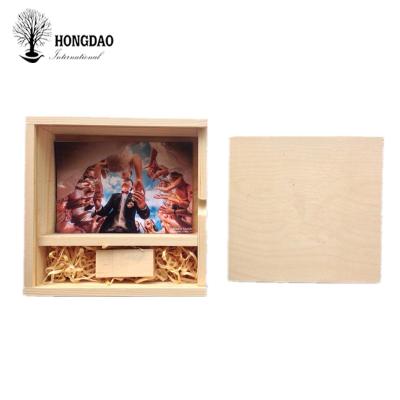 China HONGDAO Recyclable Wooden Packaging Gift Box With Sliding Lid For USB And Photos for sale