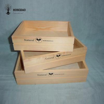 China Recycled Materials HONGDAO Succulent Plants Flower Box Wooden Mini Succulent Tray Wooden Box for sale