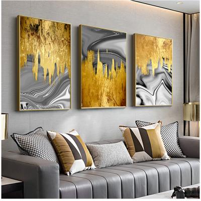 China Nordic Gold Modern Abstract Gray Canvas Art Paintings Abstract Posters and Prints Room Decoration Wall Picture for sale