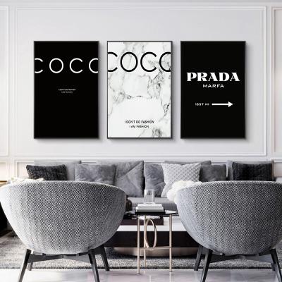 China Fashion Posters and Prints Modern Vogue Fashion Brand Wall Canvas Print Black White Marble Art for sale