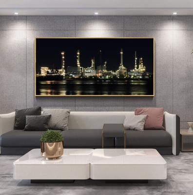 China Modern Factory By The Channel Modern Wall Art Oil Painting Office Home Decoration Poster Canvas Painting Print for sale