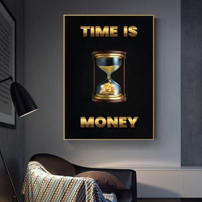 China TIME IS MONEY Art Canvas Painting Motivational Modern Inspired Posters and Wall Art Print Picture for sale