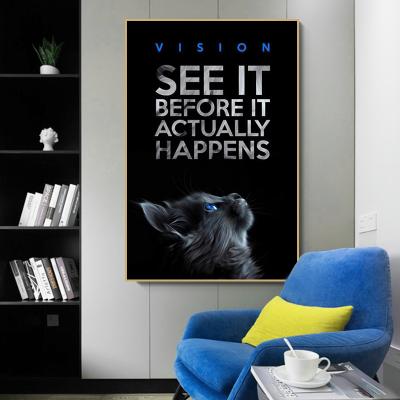 China Modern Black Inspirational Wall Art Picture Modern Canvas Animal Motivational Painting Words Poster Print for sale