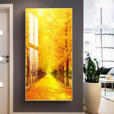 China Modern Simple Modern Glass Porch Decoration Deer Crystal Porcelain Painting Gold Frame Painting for sale