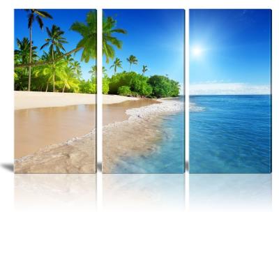 China Modern 3 Panel Tropical Beach Sea Waves Art Picture Home Room Decor Painting Poster Print Landscape Wall for sale