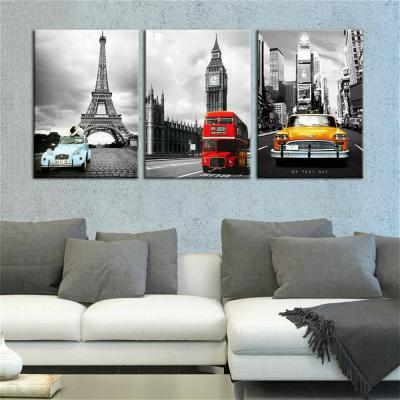 China Modern Canvas Pictures Living Room Wall Art 3 Piece Paris Tower New York City Car Landscape Painting Prints Big Ben Poster Home Decor for sale