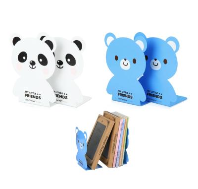 China Metal Cartoon Bear Shape Cute Home Office Desk Book Ends Close Up Rack Shelf Organizer Bookends for sale