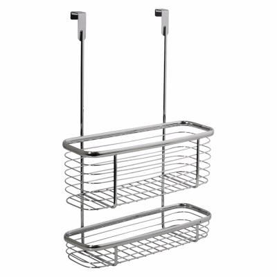 China 2 Shelf Metal Stocked Hanging Tray Over The Bathroom Door Rack Container Storage Organizer for sale