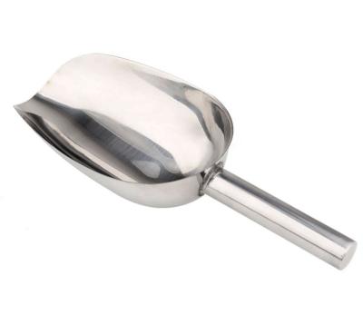 China Durable Mirror Polished Stainless Steel Metal Ice Tea Cube Sugar Rice Coffee Bean Cube Shovel Multifunctional Sturdy Scoop for sale