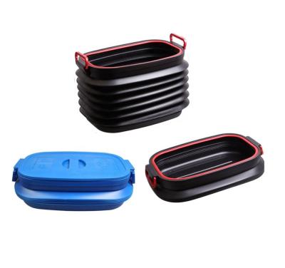 China ABS 37L Car Trash Container Auto Folding Outdoor Auto Folding Storage Vehicle Trunk Folding Organizer Holder Bucket Barrel for sale