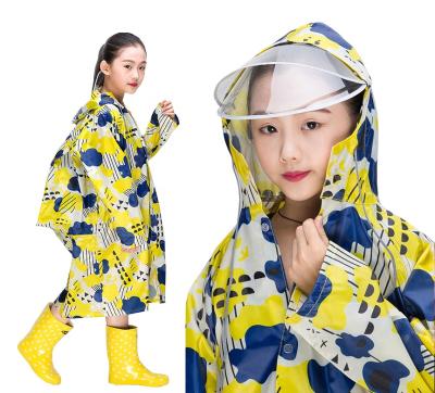 China Bachelor Rainwear Boys Students Backpack Waterproof Raincoat Hooded Rain Coat With Pockets for sale