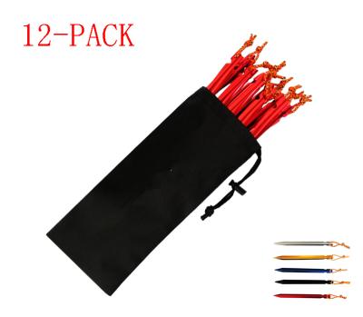 China 12-Pack 7 Inch Outdoor Camping Rise Gardening Aluminum Tent Peg Stakes Kit 18cm/7.16inch for sale