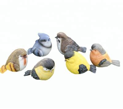 China China 6 Pack Garden Decoration Products Props Kids Toy Resin Manmade Crafts Artificial Mold Realistic Birds Statues Decoy for sale