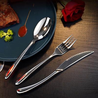 China High Quality Viable Hot Sale Household 316 Stainless Steel Steak Knife Fork Spoon Tableware Set for sale