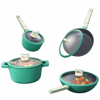 China High quality viable medical stone soup pot non-stick milk pan cookware set suitable for induction cooker for sale