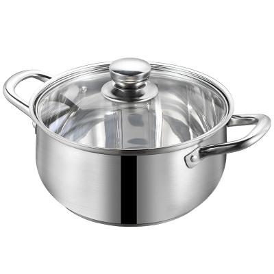 China Sustainable Wholesale Household Binaural Thick Bottom 304 Stainless Steel Soup Pot Suitable For Induction Cooker for sale