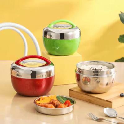 China High Quality Viable Hot Sale Apple Shape Double Layer Stainless Steel Heat Insulation Bento Lunch Box for sale