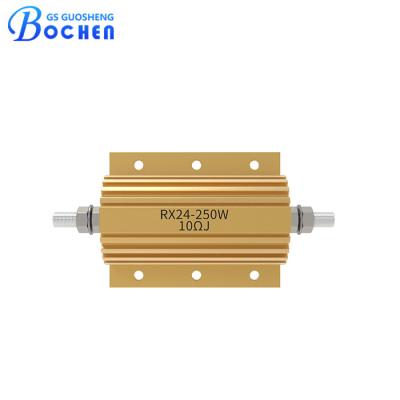 China 250W Gold Aluminum Housing High Power Resistor Wire Wound Adjustable RX24 for sale