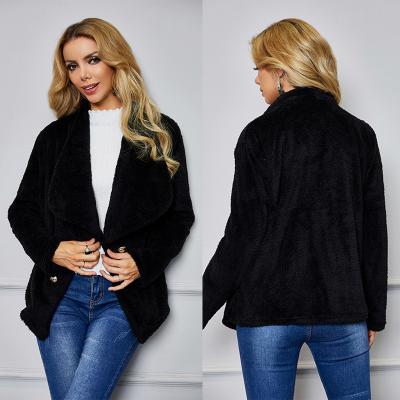 China European women's Anti-wrinkle new foreign trade autumn and winter clothing and American fashion pop plush top warm women's custom coat for sale