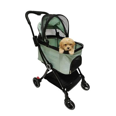 China Easy Walk 4 Wheels Sturdy Pet Walker Cat/Dog Buggy Strollers Pet Folding Double Travel Pet Carrier Stroller for sale