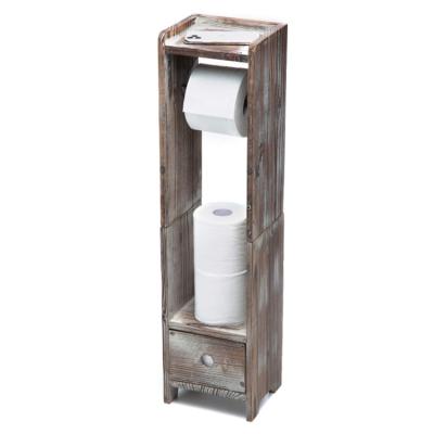 China Rustic Country Style Bathroom Cabinet Freestanding Dispenser Wooden Toilet Paper Holder With Drawer for sale