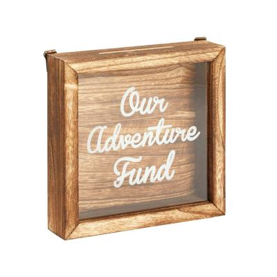 China Holiday Wooden Frame Shadow Box Fund Adventure Items Village Retro Packing Piggy Bank for sale