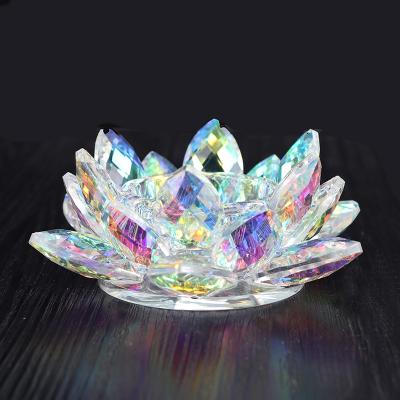 China Wholesale New Designs Europe Lotus Flower Crystal Tea Light High Quality Chandelier For Home Decoration for sale