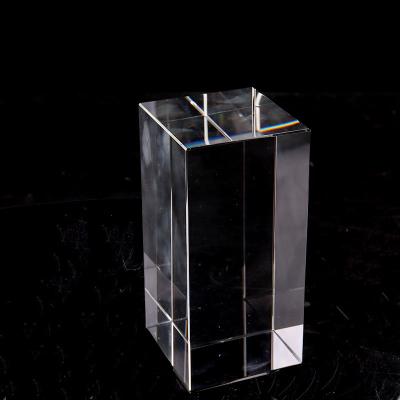 China Europe cube 50*50*80mm high quality Europe white crystal glass for gift, empty crystal cubes for engraving for sale