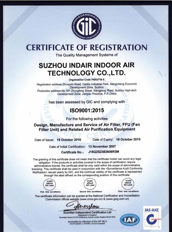 ISO - Suzhou Indair indoor air technology co.,ltd