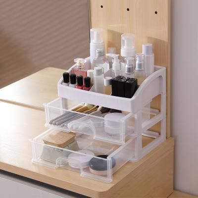 China Desktop Make Up Organizer Viable Plastic Makeup Storage Box Jewelry Storage Case Sundries Table Container Cosmetic Organizer for sale