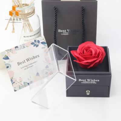 China AA21-04 Rose Flower Jewelry Box Necklace Ring Preserved Flower Box Birthday Eco-friendly Gift Box For Valentine's Day Mother's Day for sale