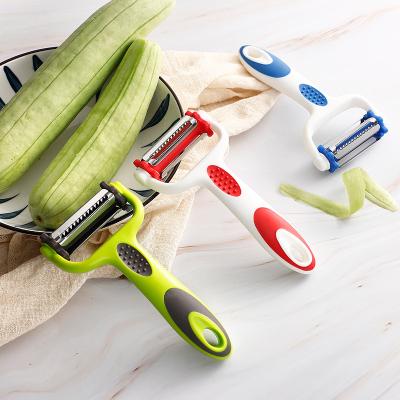 China Viable 3 in 1 Stainless Steel Fruit Peeler Apple Peeler Potato Grater Vegetable Multifunction Rotary Scratching Melon Peeling Peeler for sale