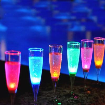 China DD22-26 Ignition LED Water Wine Flute Champagne Beer Wine Glasses Sprinkle Ignition Liquid Activated Flashing Cups Party Drinkware for sale