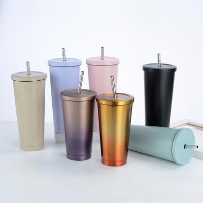 China 500ML Stainless Steel Viable Straw Cup Milk Tea Insulation Mugs Outdoor Portable Water Cup Coffee Cup Car Gift Mugs for sale