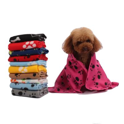 China Lovely Dogs Stocked Cats Blankets Warm Fleece Paw Print Design Pet Puppy Sofa Mat Towel Soft Winter Blankets for sale