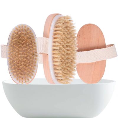 China Body Bath Brush Soft Natural Hair Dry Skin Body SPA Wooden Body Brush Shower SPA Brushes Without Handle for sale