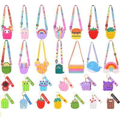 China New Worry Relife DD22-40 Rainbow Coin Purse Silicone Bubble Toys Busy Person Purse One-Shoulder Messenger Bag Cute Keychain Colorful Pendant for sale