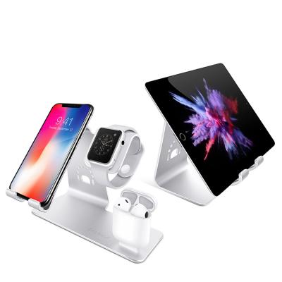 China Table Bracket Table Bracket Aluminum Alloy Mobile Phone Holder Tablet Desktop Stand with USB Charging Port for sale