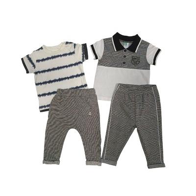 China Breathable Factory Wholesale Baby Boy Stripe Clothing Set Summer 2Pcs Polo Shirt Clothing Set for sale