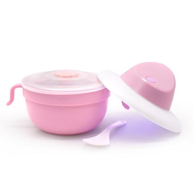 China PVC Free RTS Kids Insulated Stainless Steel PP Sterilized Soup Bowl Set Baby UV Cutlery Set for sale