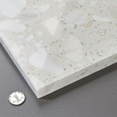 China Modern White Artificial Stone Slab Epoxy Resin Terrazzo Flooring Indoor Countertop Fashionable Design for sale