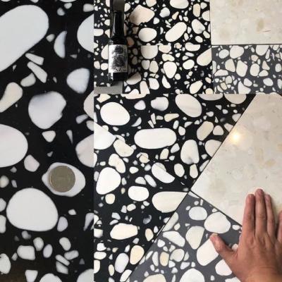 China Modern Epoxy Resin Countertops Black Terrazzo Panel Artificial Stone Table For Indoor Decoration for sale