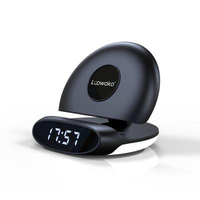 China Loowoko PROFESSIONAL Popular Foldable Qi Wireless Fast Wireless Charger Phone 15w Charging Stand with Alarm Clock for Mobile Charger for sale