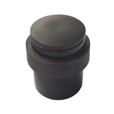 China Matte Black Round Door Stopper Floor Support Modern Wall Door Stopper Zinc Alloy Rubber Doorstop for sale