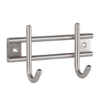 China Modern Coat Hook Rack Rail Shelf Robe Hanger Wall Mount Brushed SS304 Stainless Steel Wall Mount Entryway Bedroom Hook Organizer for sale